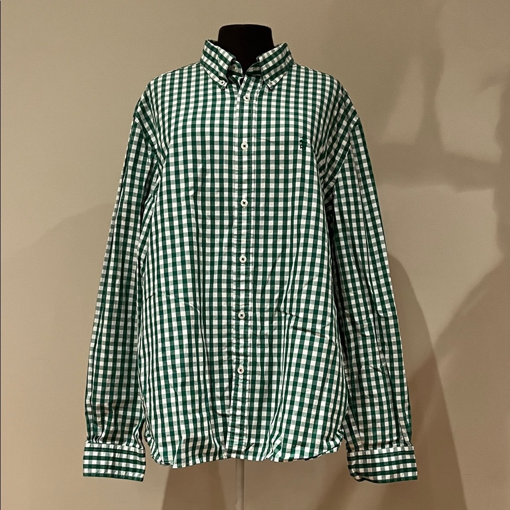 Brooks Brothers green checkered dress shirt